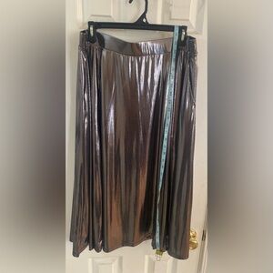 Liquid pewter A line midi skirt